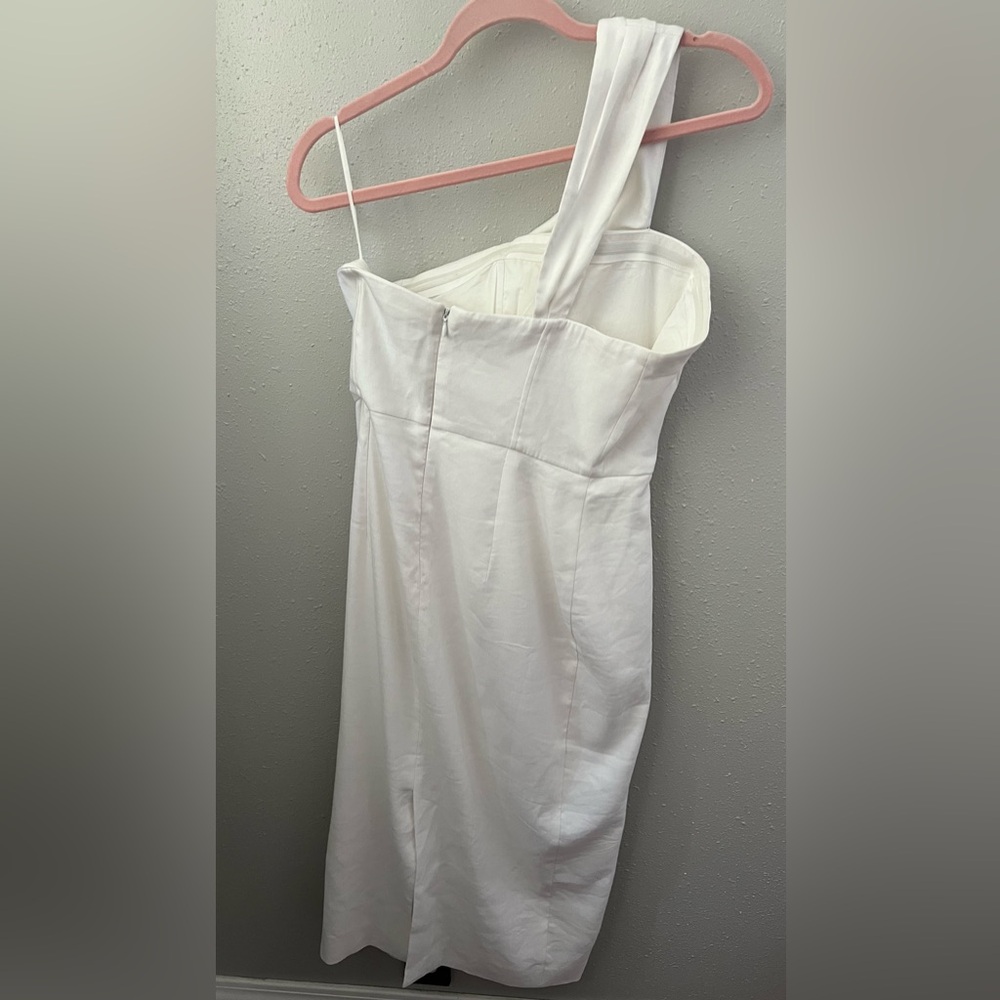 Milly Asymmetric Linen Blend Midi Dress in Jab White Size 2 New - Picture 8 of 14